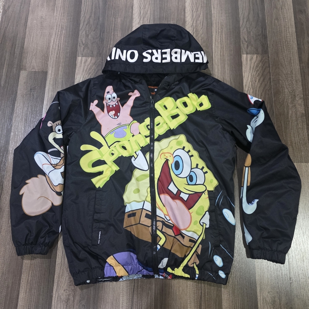 Members Only X Nickelodeon SpongeBob SquarePants Graphic Hooded Full Zip Jacket.